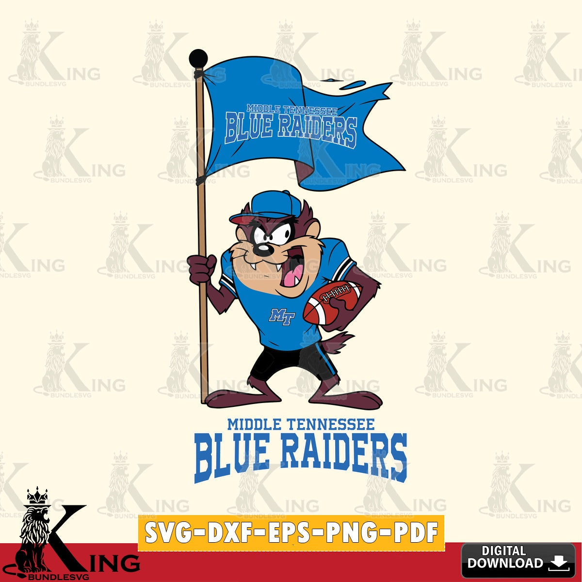 Middle Tennessee Blue Raiders Football Taz Flag Art SVG file, Cut file , Digital Download , Instant Download, Taz svg, NCAA svg