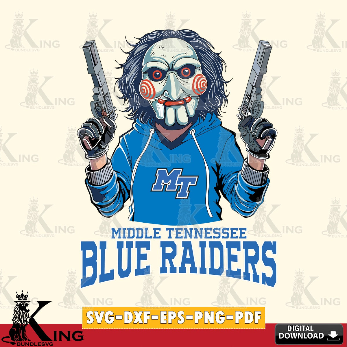 Beautiful illustration of Middle Tennessee Blue Raiders Jigsaw Billy Football for SVG PNG files perfect for Cricut and Silhouette