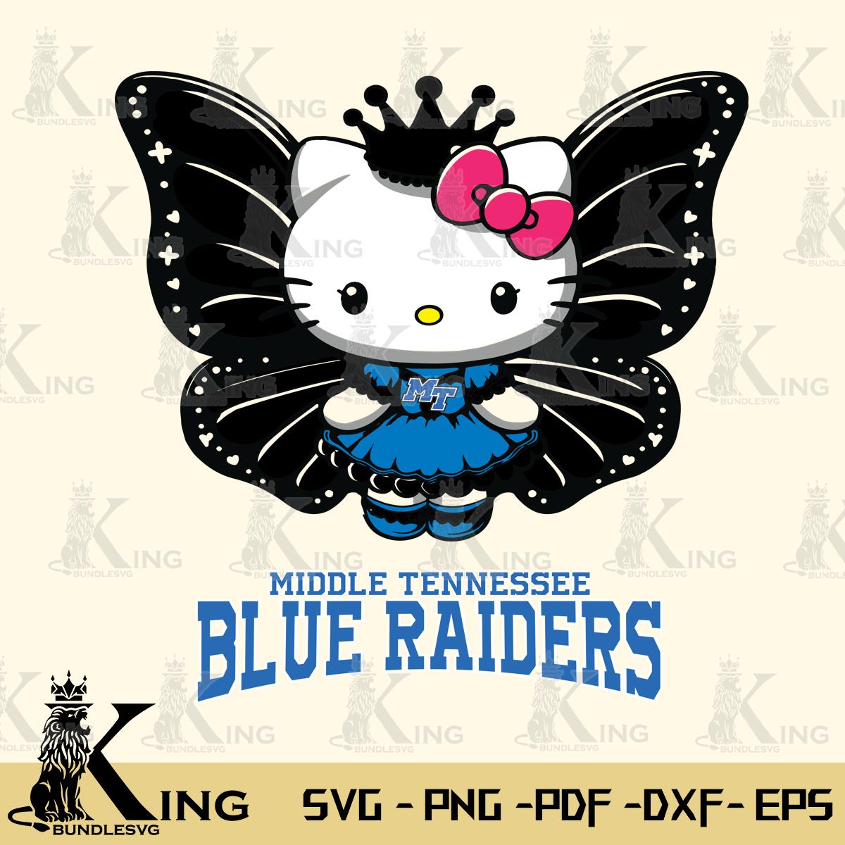 Middle Tennessee Blue Raiders Kitty Wings & Flowers Svg Eps Dxf Png File, Digital Download