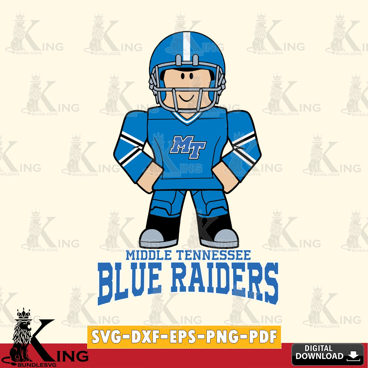 Middle Tennessee Blue Raiders Roblox Cool Football SVG file , NCAA Cricut, File cut , Digital Download , PDF File