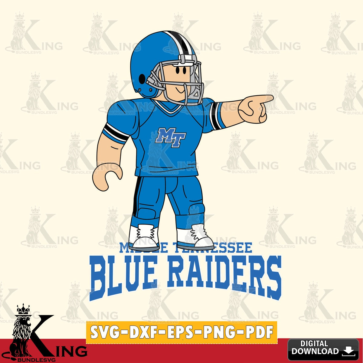 Middle Tennessee Blue Raiders Roblox Player Football SVG file , NCAA Cricut, File cut , Digital Download , PDF File