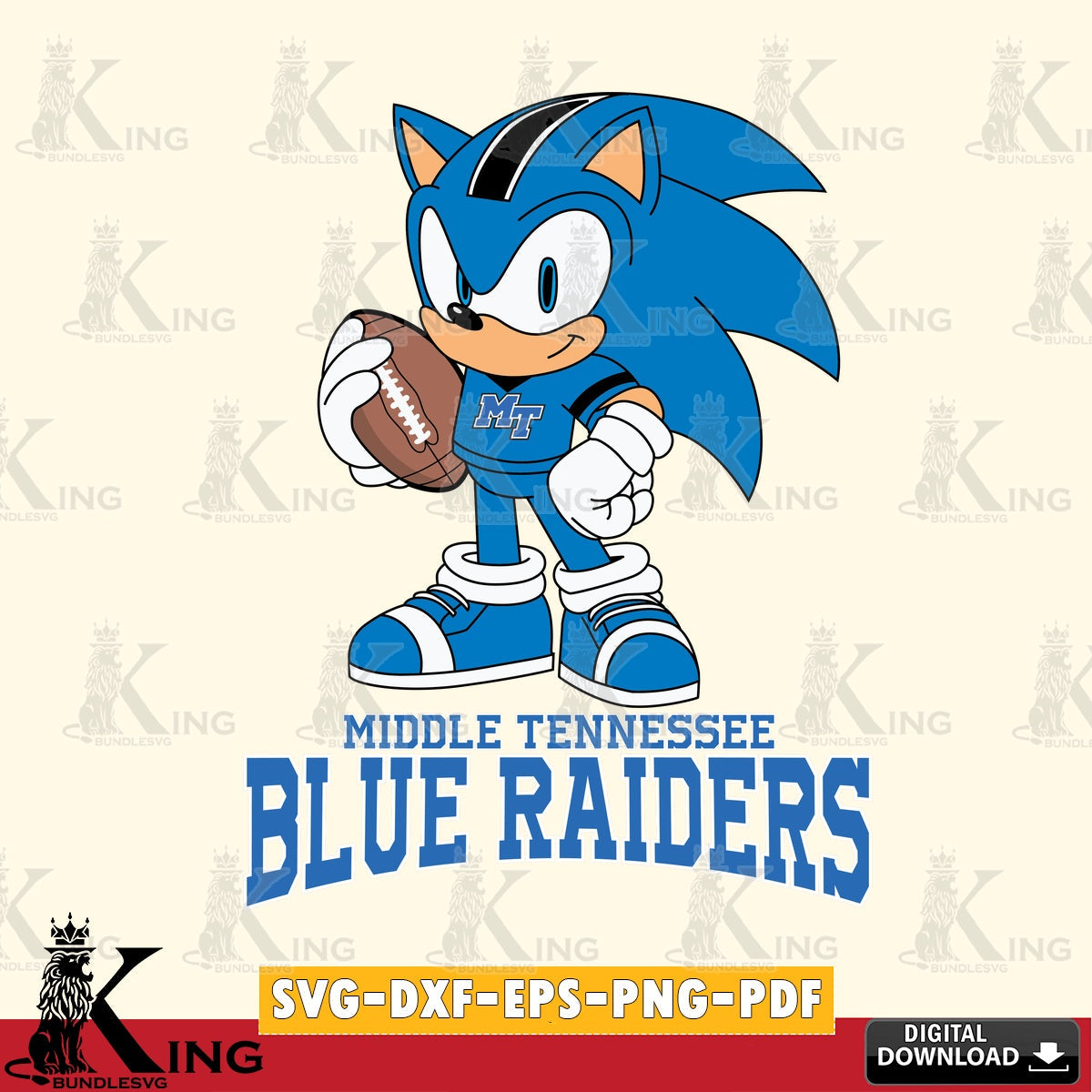 Middle Tennessee Blue Raiders Sonic Game Day Ready SVG file, Vector , Digital Download , PDF File , Instant Download
