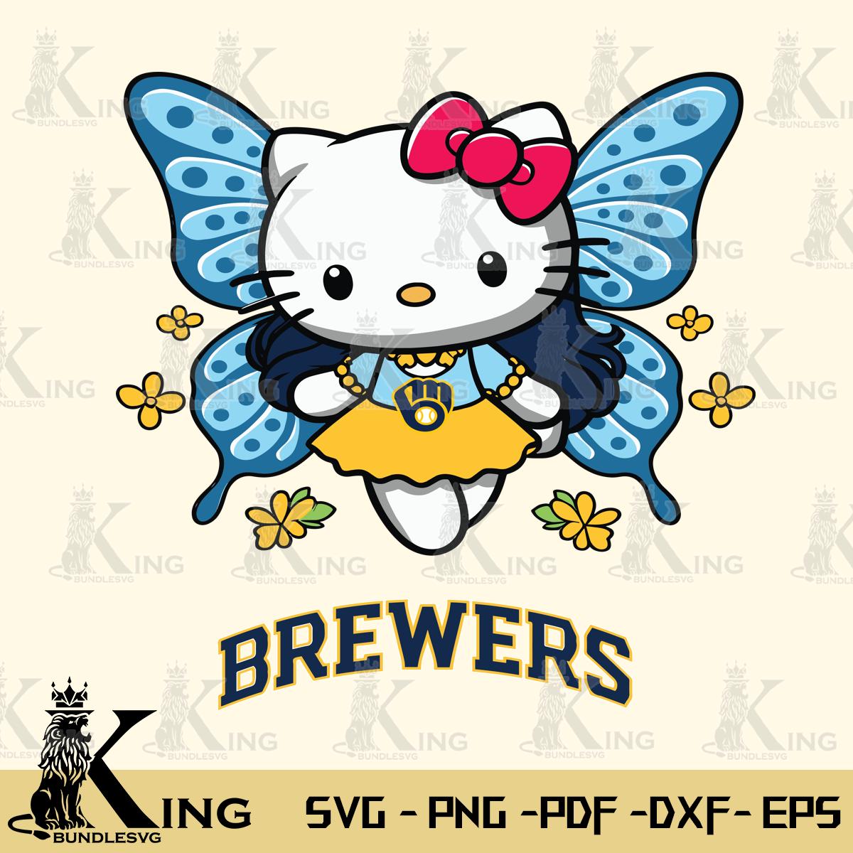 Milwaukee Brewers Butterfly Kitty Charm Svg Eps Dxf Png File, Digital Download