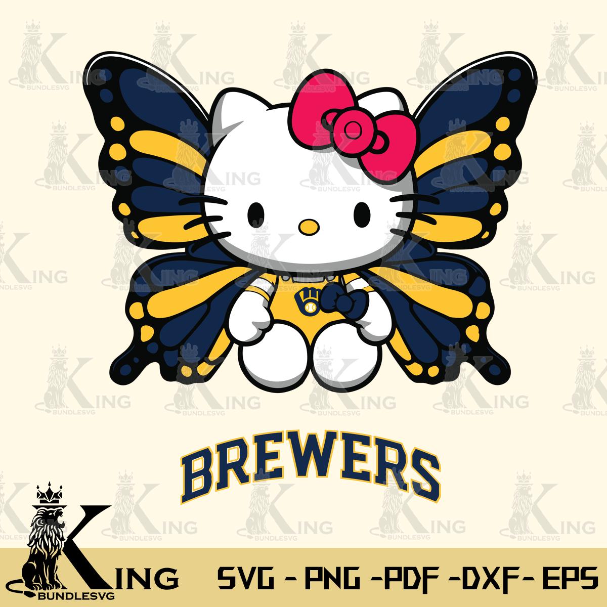 Milwaukee Brewers Butterfly Kitty Delight Svg Eps Dxf Png File, Digital Download