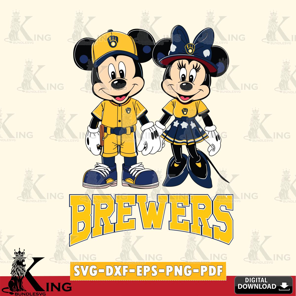Milwaukee Brewers Mickey Minnie Baseball SVG File, MLB for Cricut, Silhouette, Digital Download , file cut