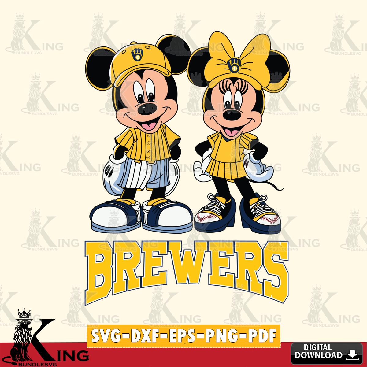 Milwaukee Brewers Mickey Minnie Mouse Fan SVG File, MLB for Cricut, Silhouette, Digital Download , file cut