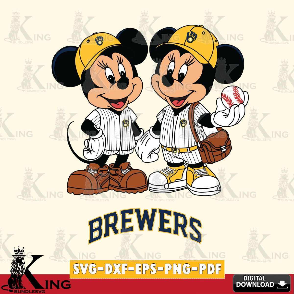 Milwaukee Brewers Mickey Minnie Mouse couple SVG file , For Cricut, File cut , Digital Download , PDF File, Cut Files