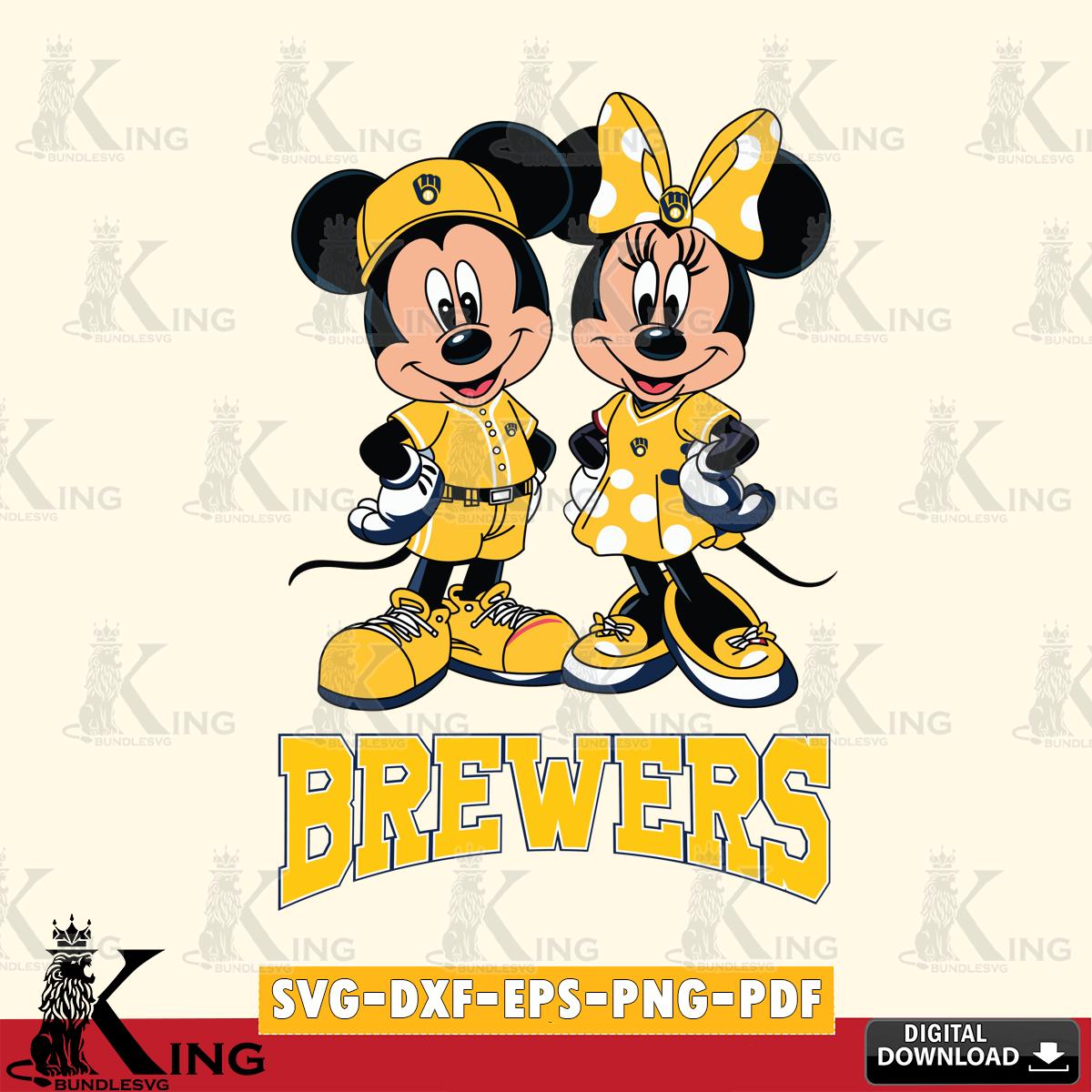 Milwaukee Brewers Mickey Minnie Mouse couple sport SVG File, MLB for Cricut, Silhouette, Digital Download , file cut