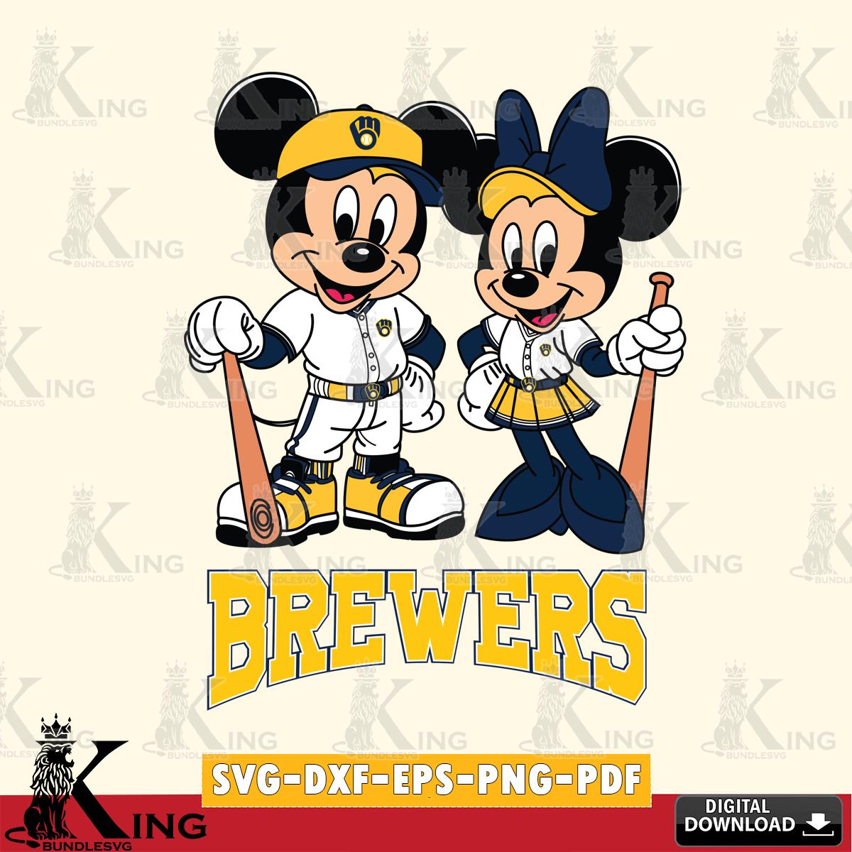 Milwaukee Brewers Mickey Minnie Mouse player SVG File, MLB for Cricut, Silhouette, Digital Download , file cut