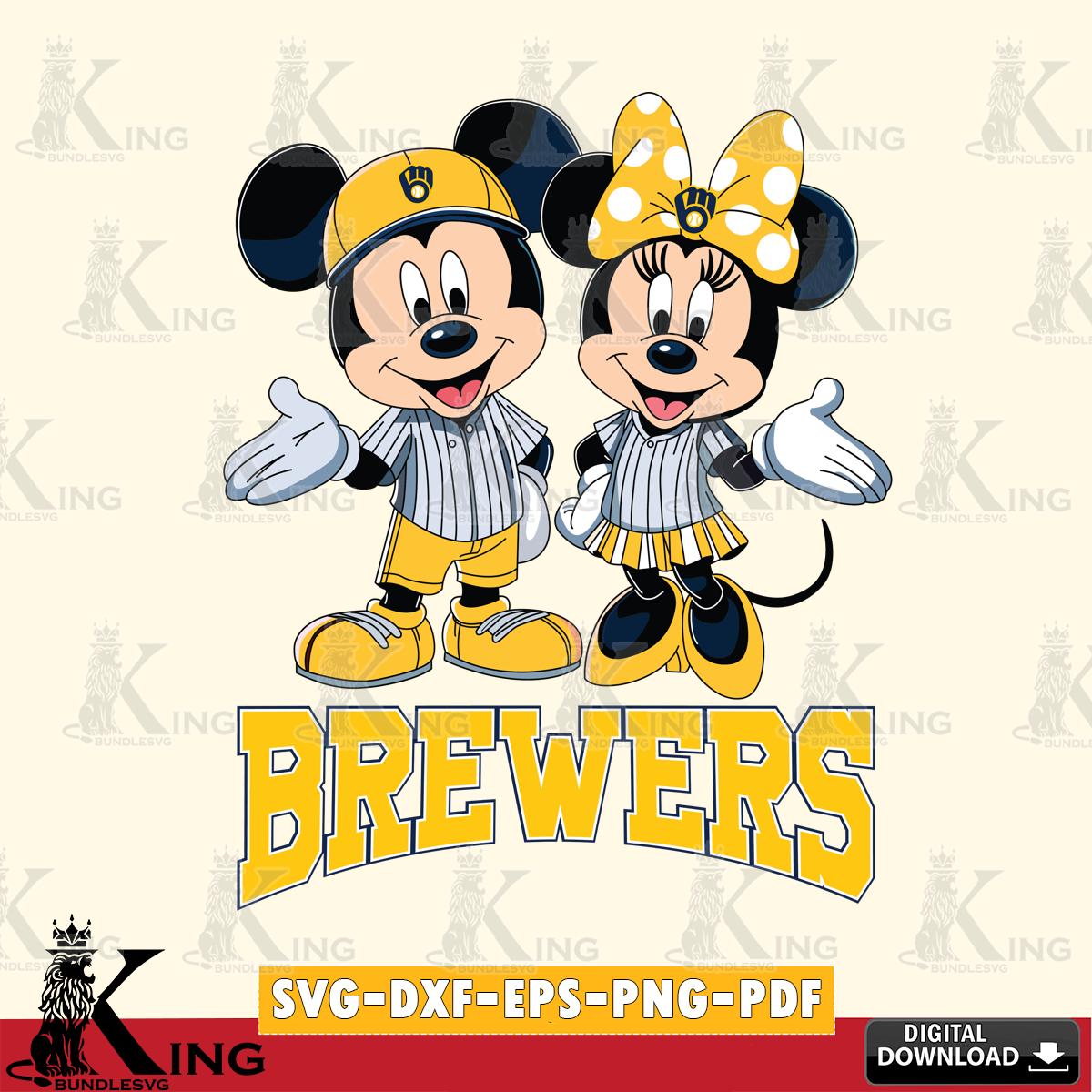 Milwaukee Brewers Mickey Minnie couple SVG File, MLB for Cricut, Silhouette, Digital Download , file cut