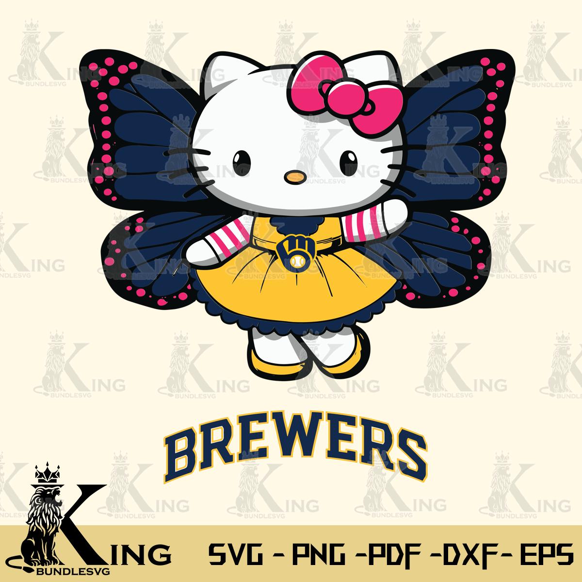 Milwaukee Brewers Whimsical Kitty Wings Svg Eps Dxf Png File, Digital Download
