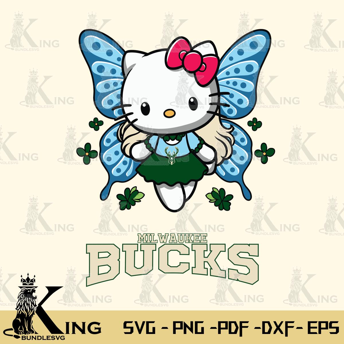 Milwaukee Bucks Butterfly Kitty Charm Svg Eps Dxf Png File, Digital Download