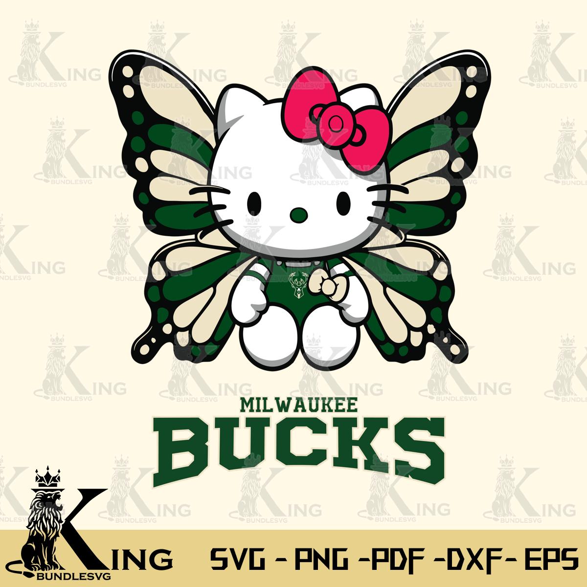 Milwaukee Bucks Butterfly Kitty Delight Svg Eps Dxf Png File, Digital Download