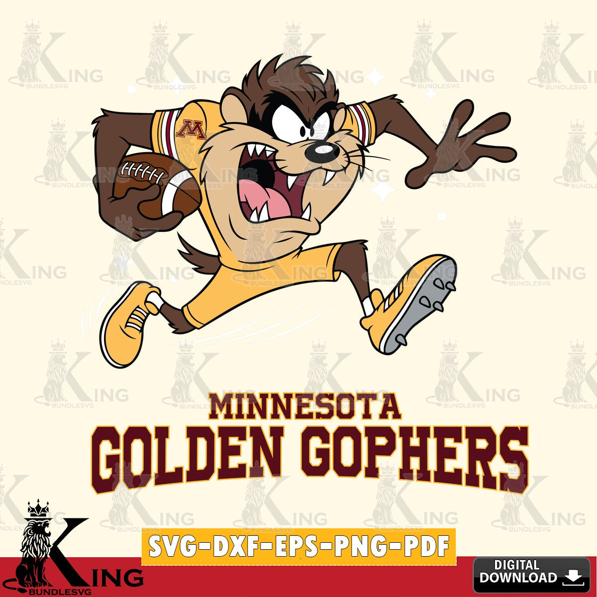 Minnesota Golden Gophers Angry Taz Football SVG file, Cut file , Digital Download , Instant Download, Taz svg, NCAA svg