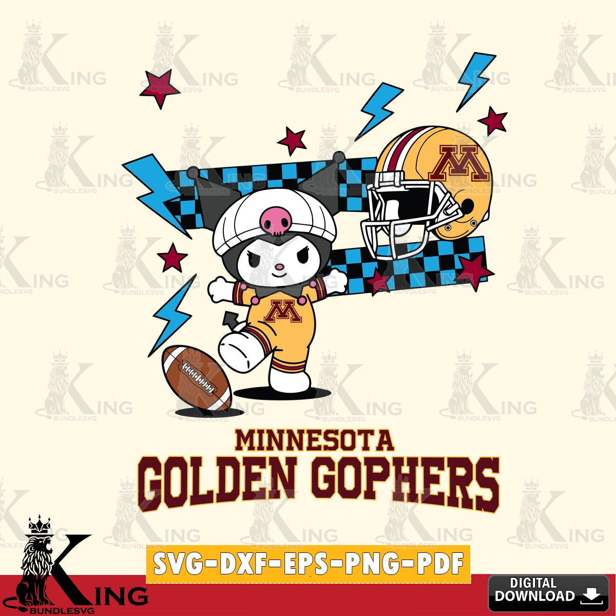Minnesota Golden Gophers Kuromi Game Day SVG file, Cricut, Cut file , Digital Download , Instant Download, Sanrio svg, Clipart