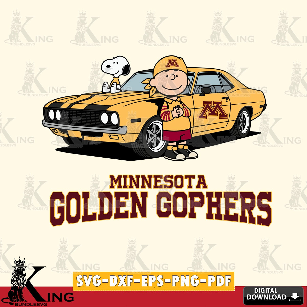 Minnesota Golden Gophers Peanuts Muscle Car SVG, Cricut, Cut file , Digital Download , Instant Download, Peanuts svg, NCAA svg, Football svg, Sport svg