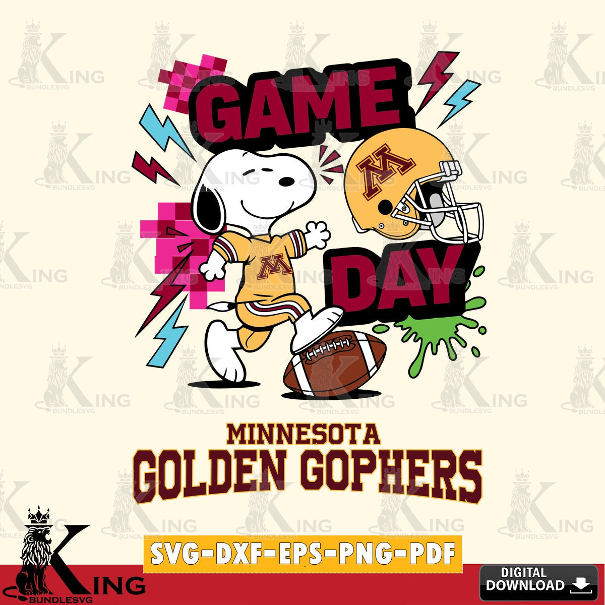 Minnesota Golden Gophers Snoopy Game day SVG, Cricut, Cut file , Digital Download , Instant Download, Peanuts svg, NCAA svg, Football svg, Sport svg