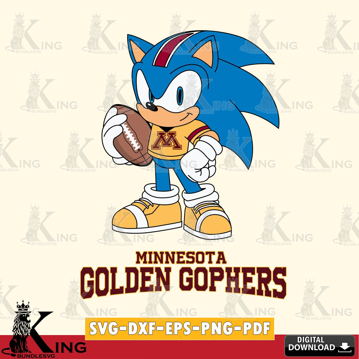 Creative design featuring Minnesota Golden Gophers Sonic Game Day Ready vector art for engraving, cutting, and printing