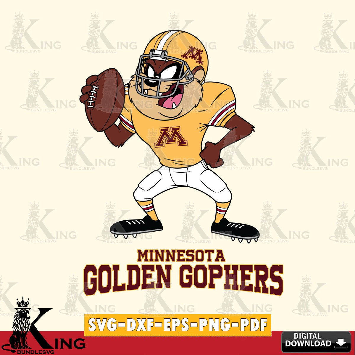 Minnesota Golden Gophers Taz Football Player SVG file, Cut file , Digital Download , Instant Download, Taz svg, NCAA svg