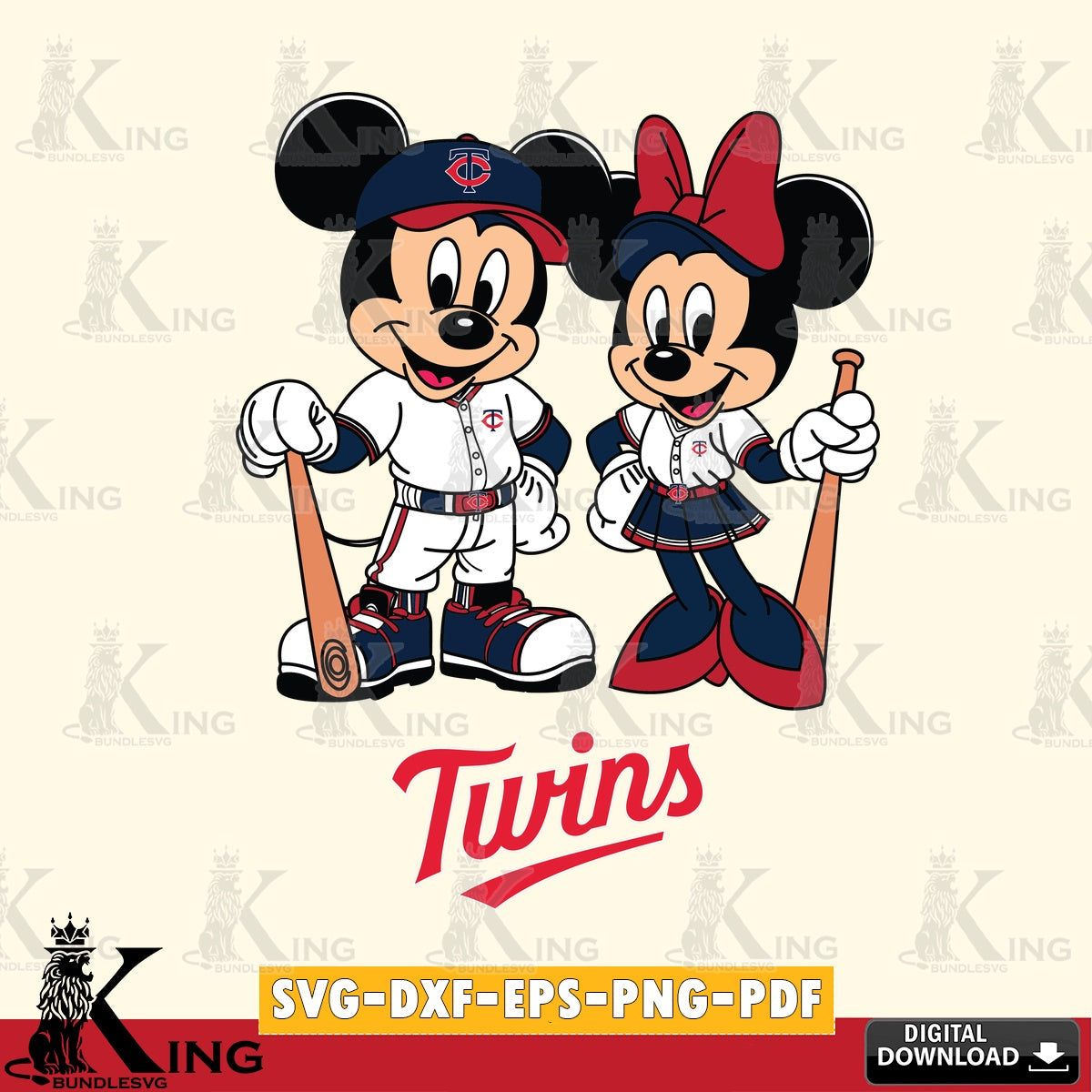 Minnesota Twins Mickey Minnie Mouse player SVG file , For Cricut, File cut , Digital Download , PDF File, Cut Files