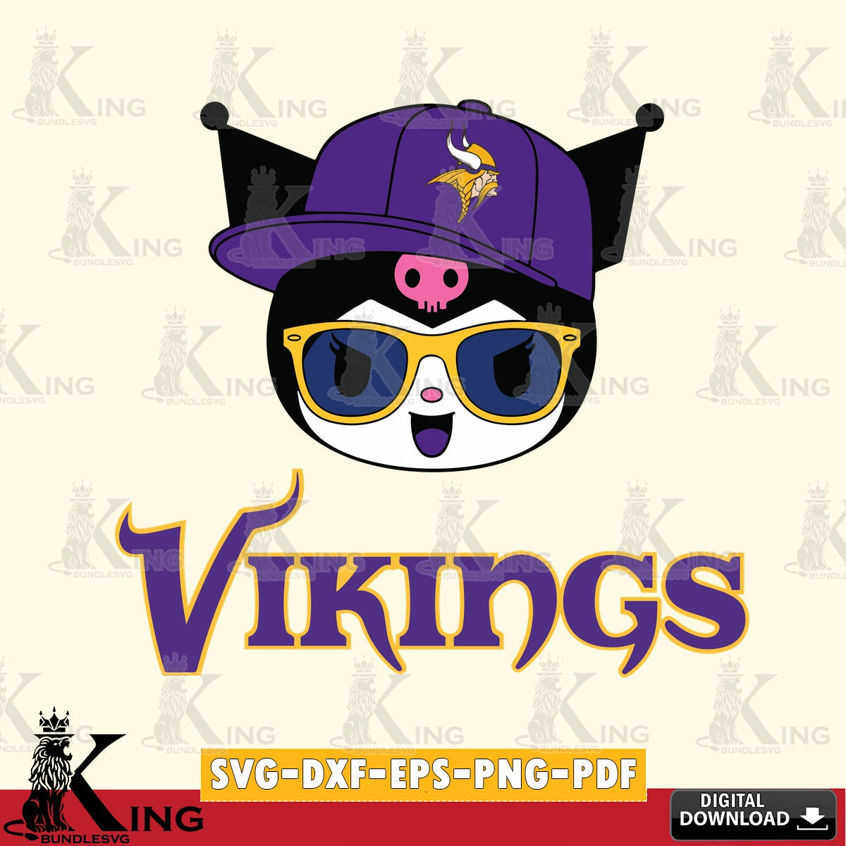 Minnesota Vikings Kuromi Football Cool SVG file, Cricut, Cut file , Digital Download , Instant Download, Sanrio svg, Clipart