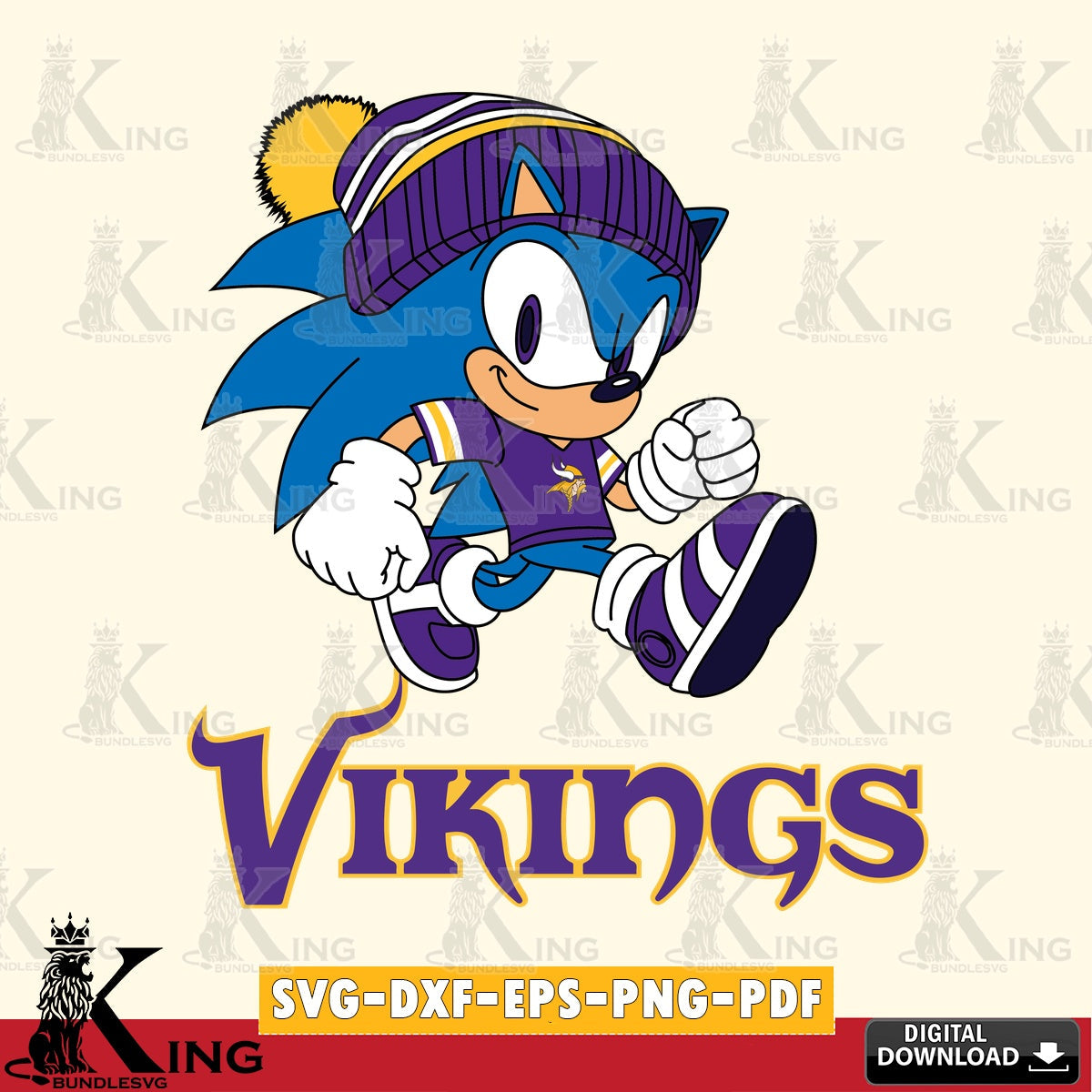 Minnesota Vikings Sonic Football SVG file, Vector , Digital Download , PDF File , Instant Download