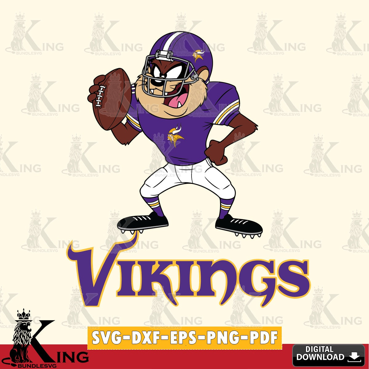 Minnesota Vikings Taz Football Player Cut file , Digital Download , Instant Download, Looney Tunes svg, Football svg