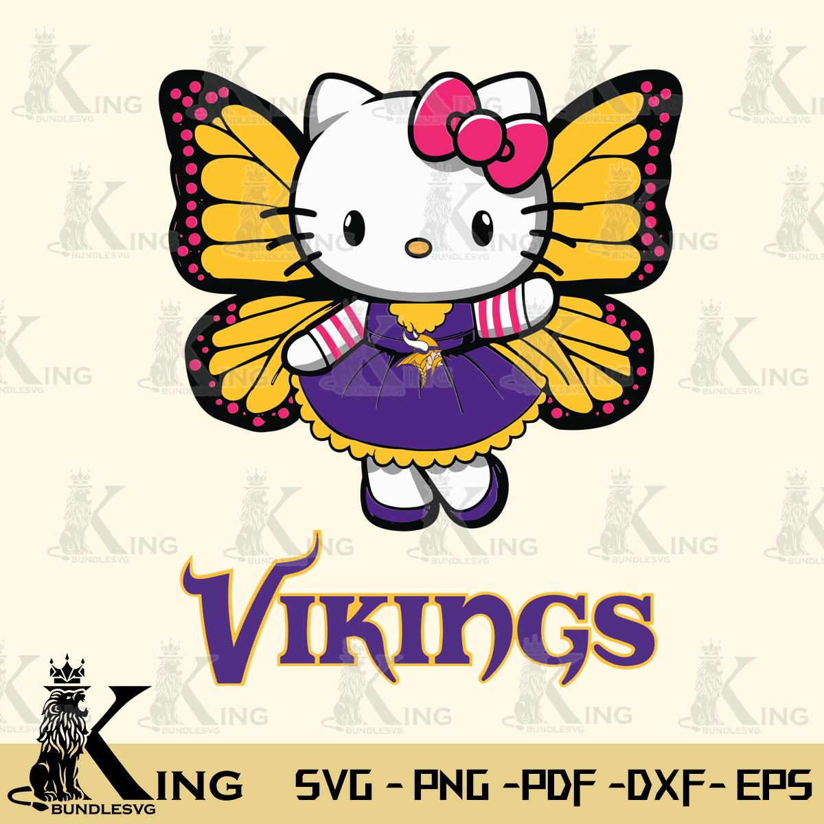 Minnesota Vikings Whimsical Kitty Wings Svg Eps Dxf Png File, Digital Download