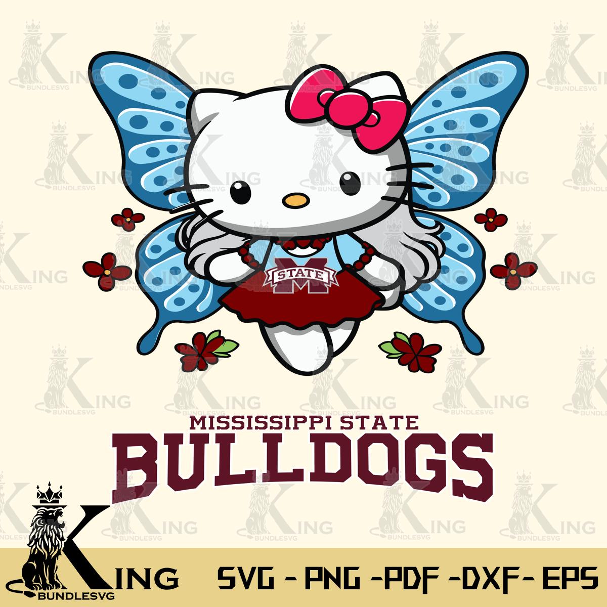 Mississippi State Bulldogs Butterfly Kitty Charm Svg Eps Dxf Png File, Digital Download
