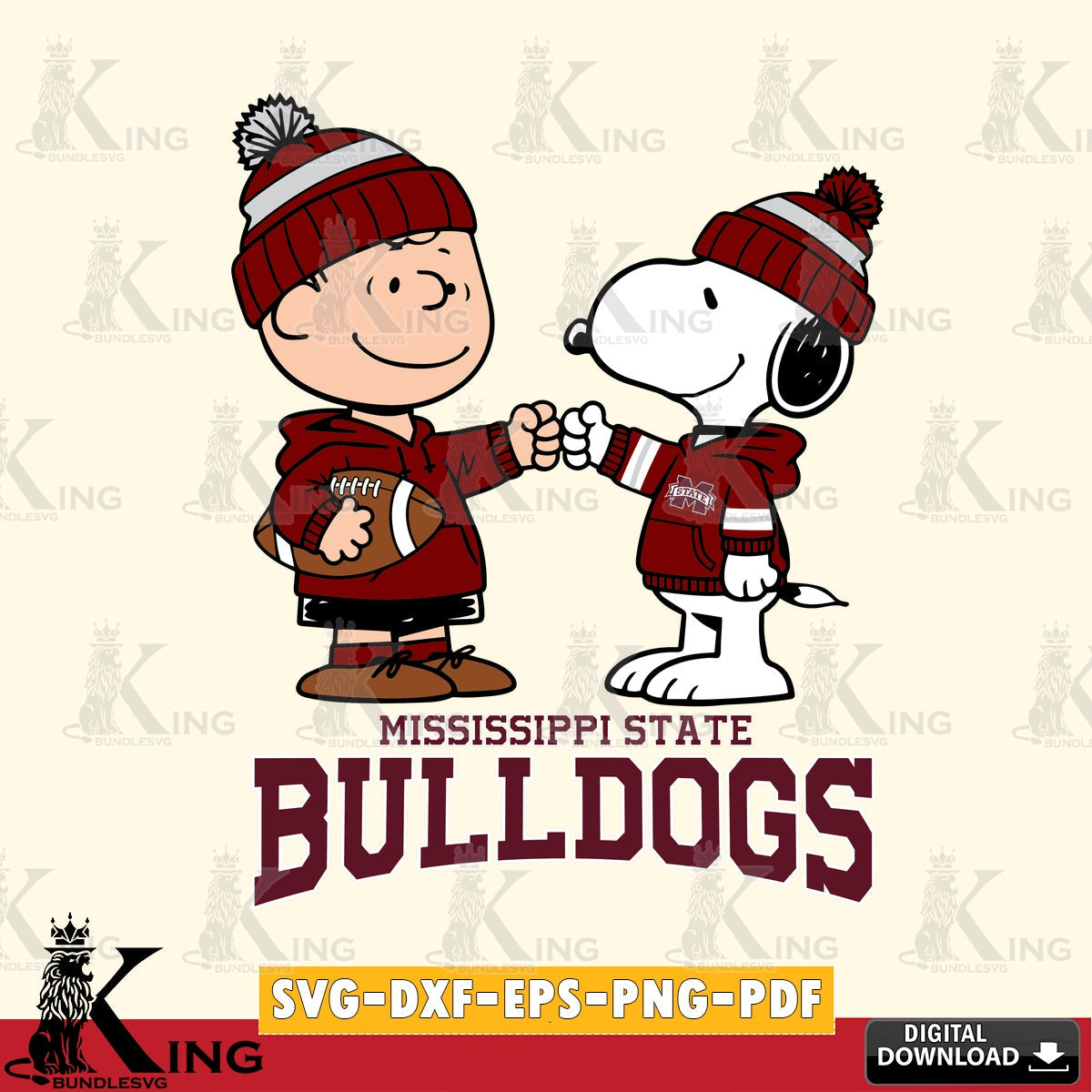 Mississippi State Bulldogs CharlieBrown Football Fist Bump SVG, Cricut, Cut file , Digital Download , Instant Download, Peanuts svg, NCAA svg, Football svg, Sport svg