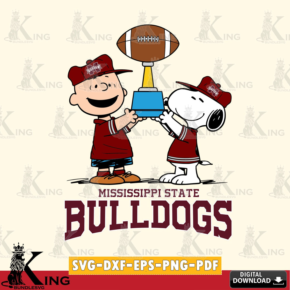 Mississippi State Bulldogs Peanuts Football Trophy SVG, Cricut, Cut file , Digital Download , Instant Download, Peanuts svg, NCAA svg, Football svg, Sport svg