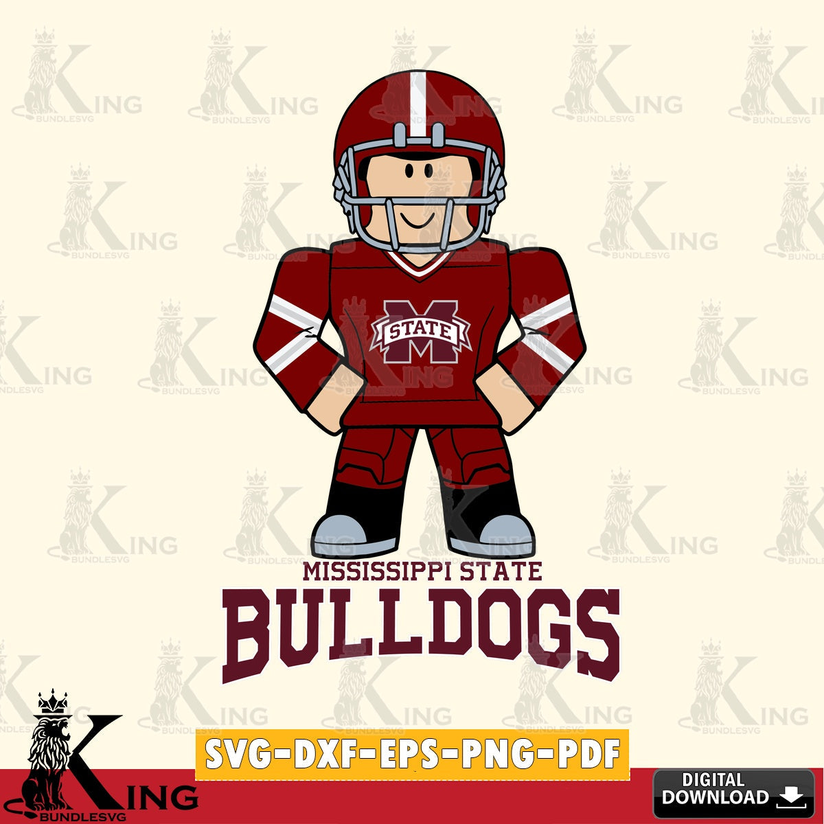 Mississippi State Bulldogs Roblox Cool Football SVG file , NCAA Cricut, File cut , Digital Download , PDF File