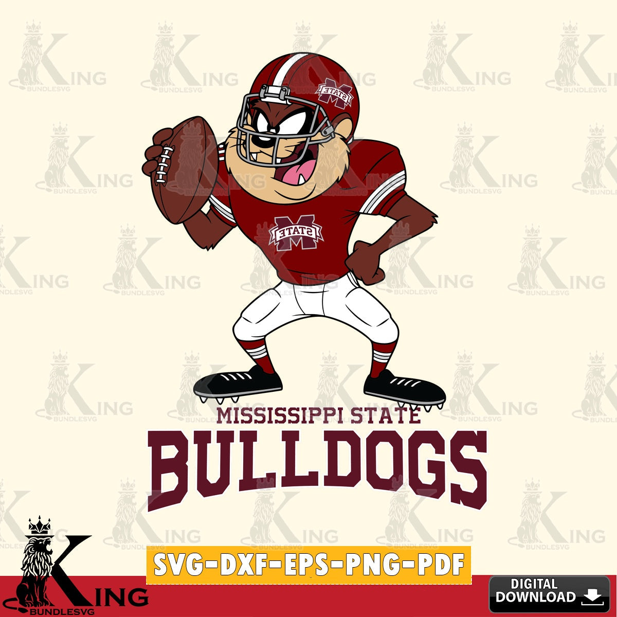 Mississippi State Bulldogs Taz Football Player SVG file, Cut file , Digital Download , Instant Download, Taz svg, NCAA svg