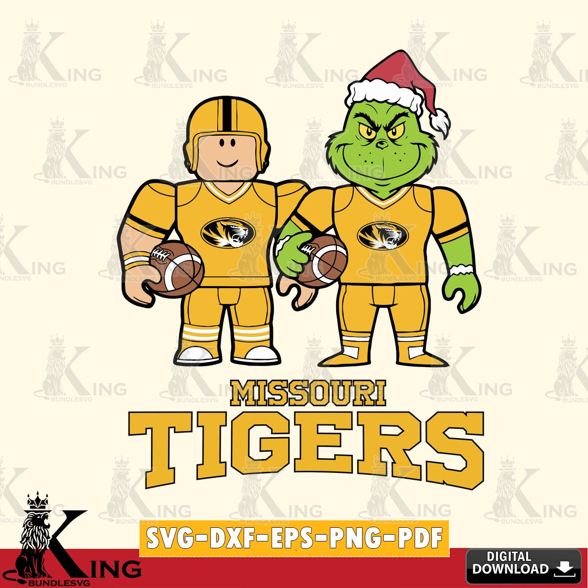 Missouri Tigers Roblox & Grinch Football SVG file , NCAA Cricut, File cut , Digital Download , PDF File