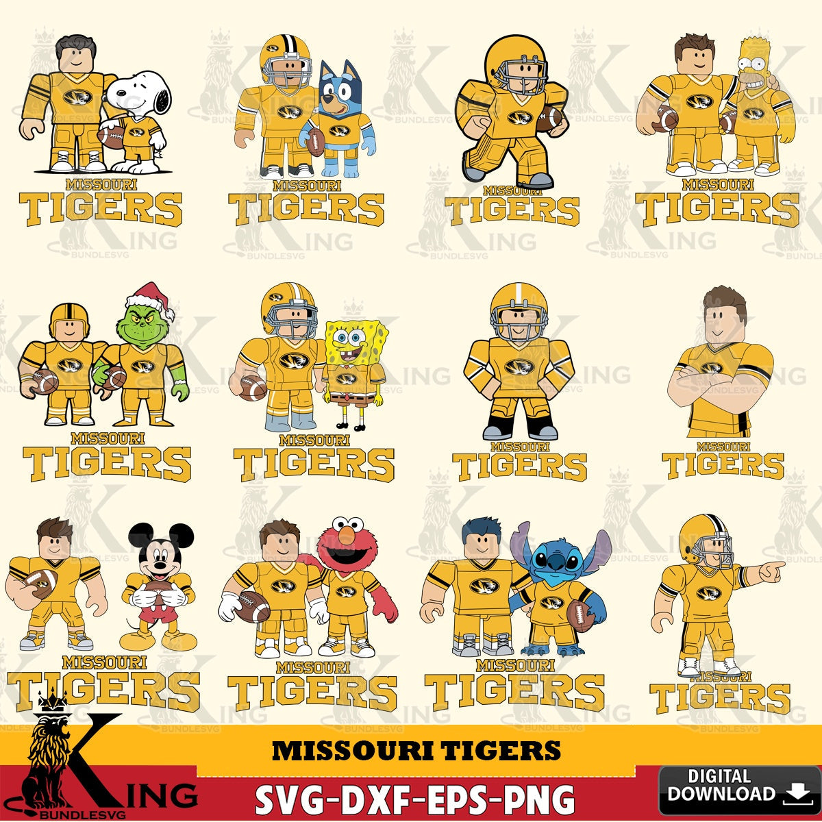Missouri Tigers Roblox With Friends football NCAA Bundle SVG file , NCAA Cricut, File cut , Digital Download , PDF File