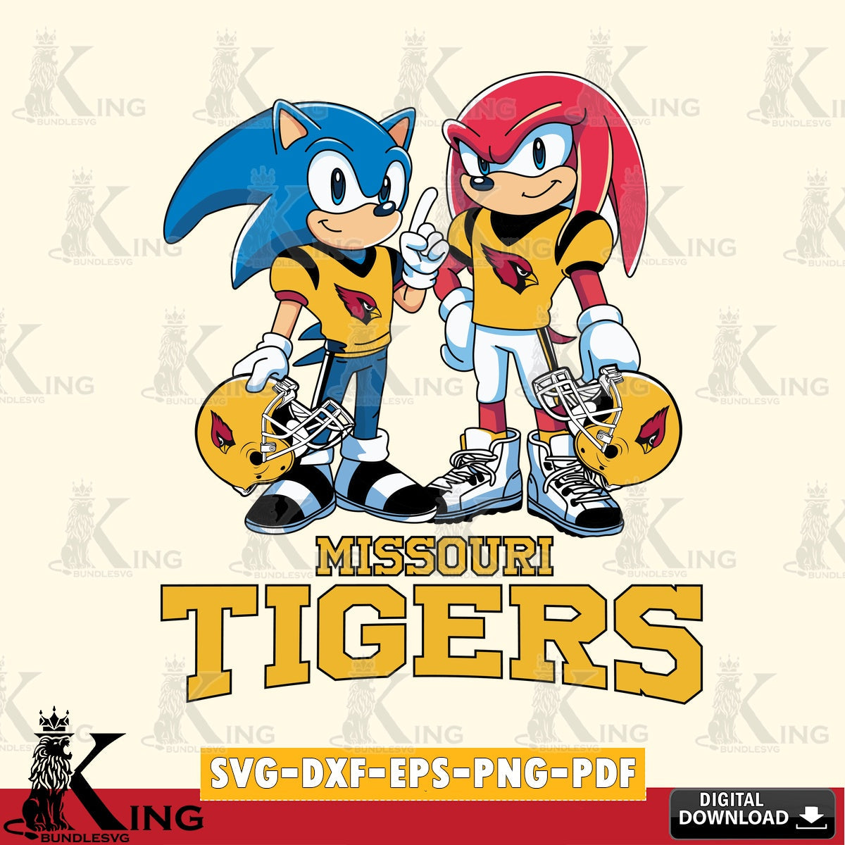 Missouri Tigers Sonic And Knuckles Football SVG file, Vector , Digital Download , PDF File , Instant Download