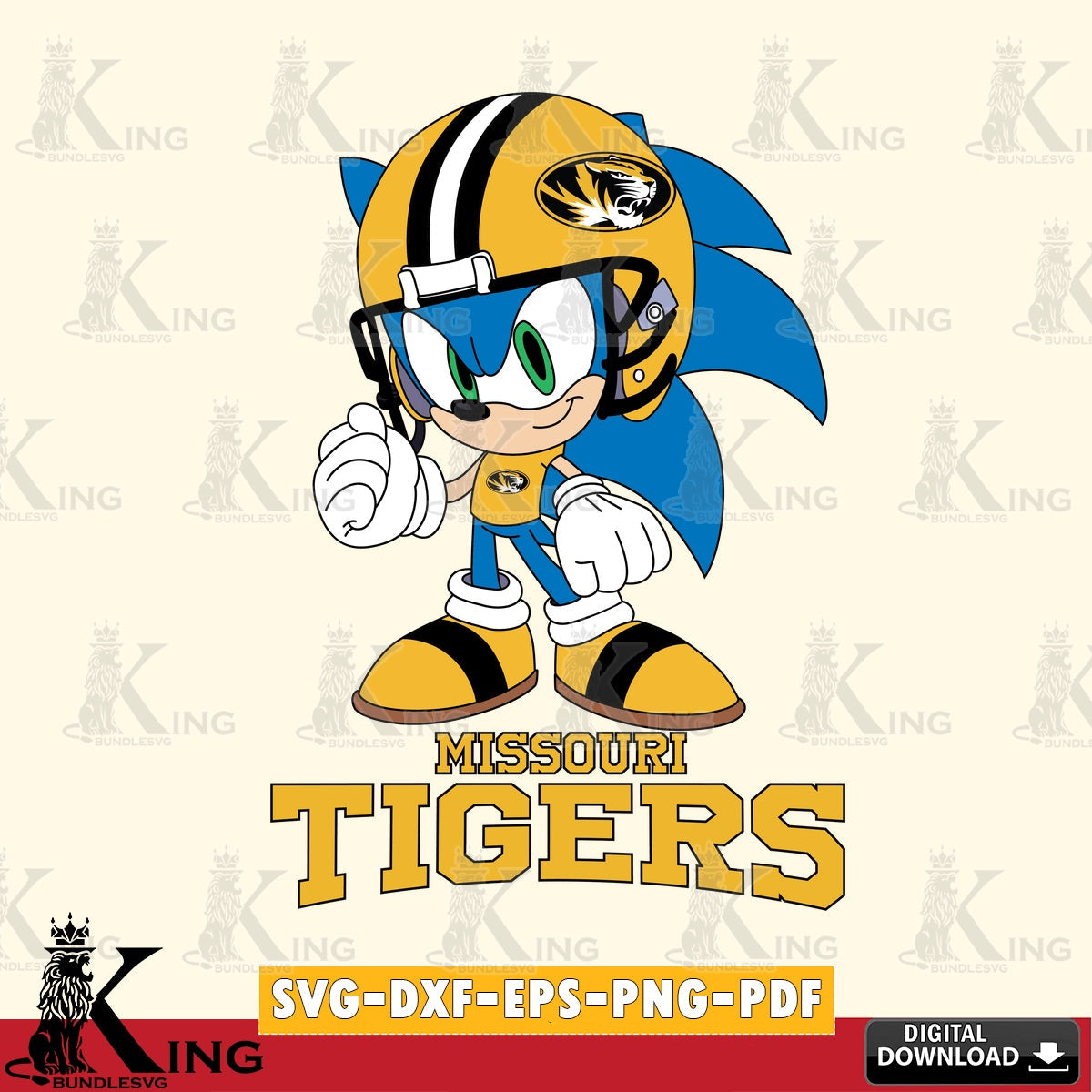 Missouri Tigers Sonic Football Mascot SVG file, Vector , Digital Download , PDF File , Instant Download