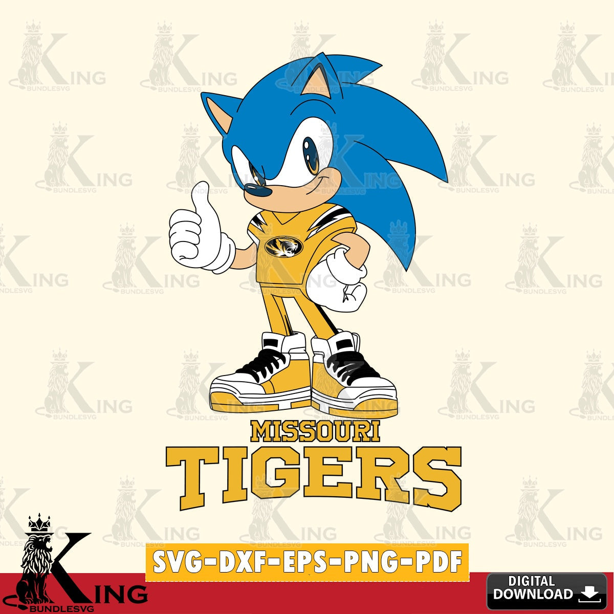Missouri Tigers Sonic Like Football SVG file, Vector , Digital Download , PDF File , Instant Download