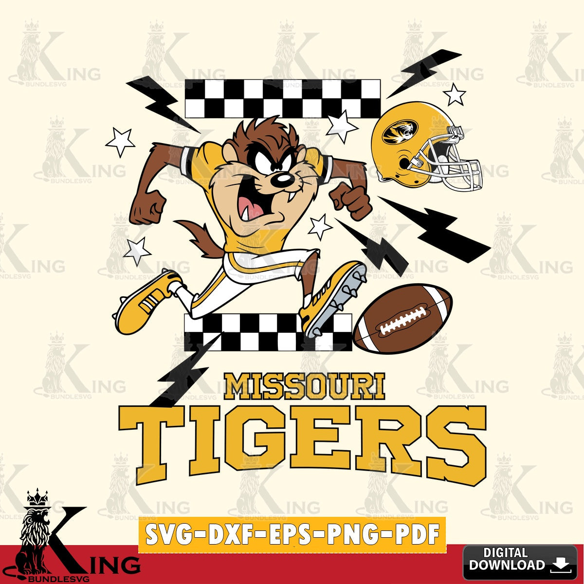 Missouri Tigers Taz Football Lightning SVG file, Cut file , Digital Download , Instant Download, Taz svg, NCAA svg