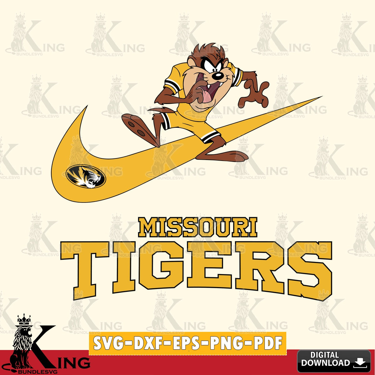 Missouri Tigers Taz Football Nike SVG file, Cut file , Digital Download , Instant Download, Taz svg, NCAA svg
