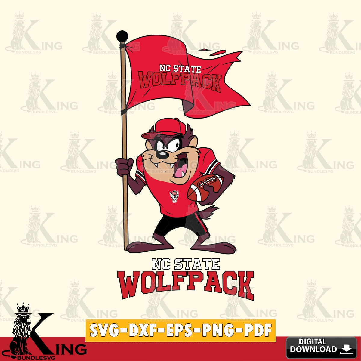 NC State Wolfpack Football Taz Flag Art SVG file, Cut file , Digital Download , Instant Download, Taz svg, NCAA svg