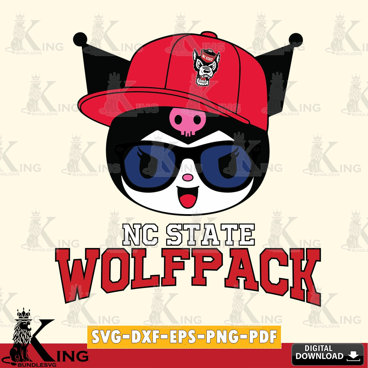 NC State Wolfpack Kuromi Football Cool SVG file, Cricut, Cut file , Digital Download , Instant Download, Sanrio svg, Clipart