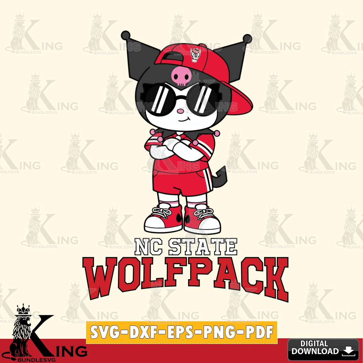 NC State Wolfpack Kuromi Football Jersey SVG file, Cricut, Cut file , Digital Download , Instant Download, Sanrio svg, Clipart