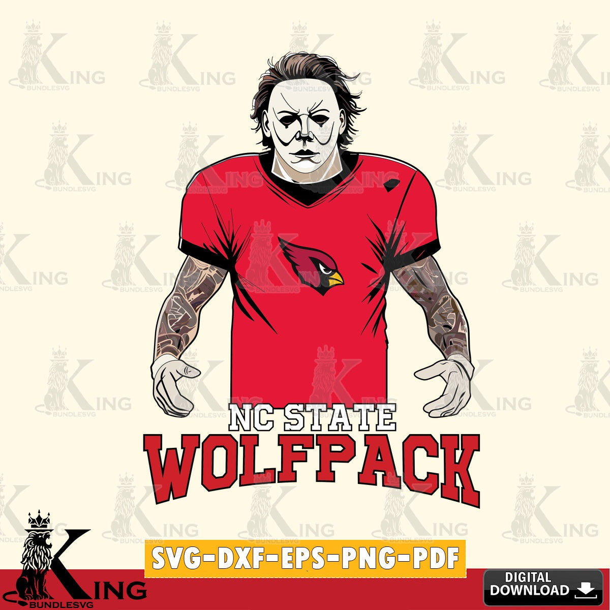 Huge collection of NC State Wolfpack Michael Myers Tattoo Football SVG cut file for personalized gifts and laser projects