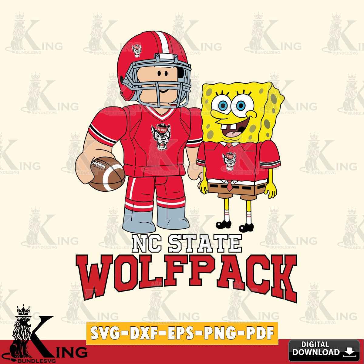 NC State Wolfpack Roblox & Spongebob Football SVG file , NCAA Cricut, File cut , Digital Download , PDF File