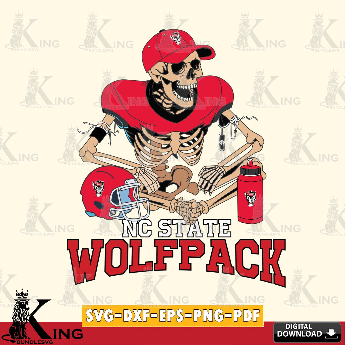 Ultimate set containing NC State Wolfpack skeleton player football NCAA file cut SVG PNG files perfect for Cricut and Silhouette