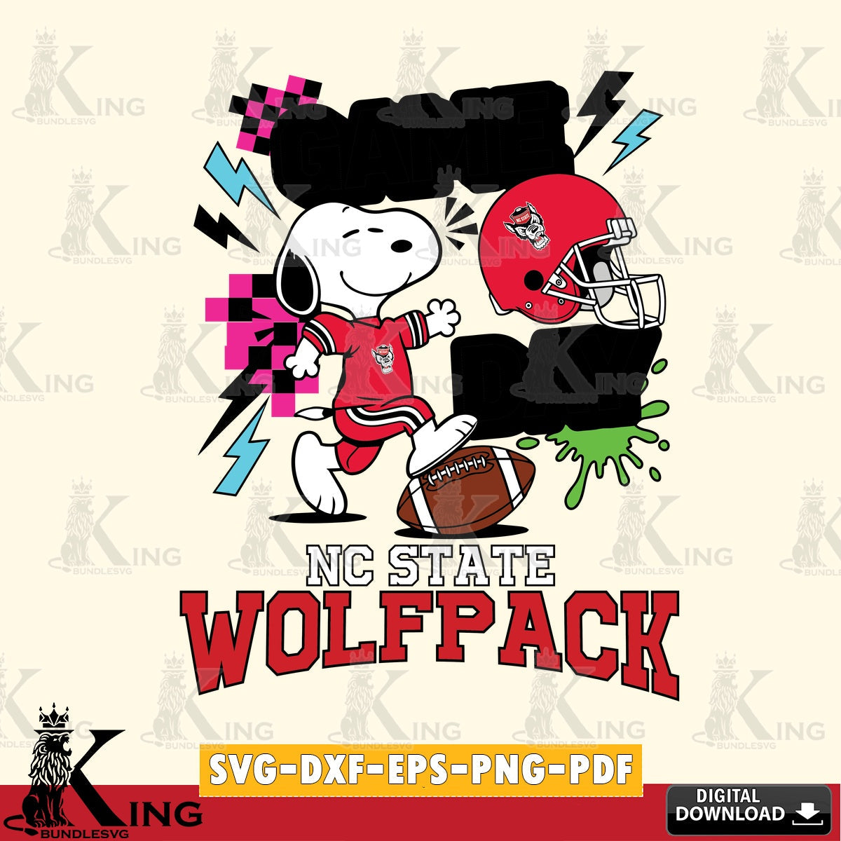 NC State Wolfpack Snoopy Game day SVG, Cricut, Cut file , Digital Download , Instant Download, Peanuts svg, NCAA svg, Football svg, Sport svg