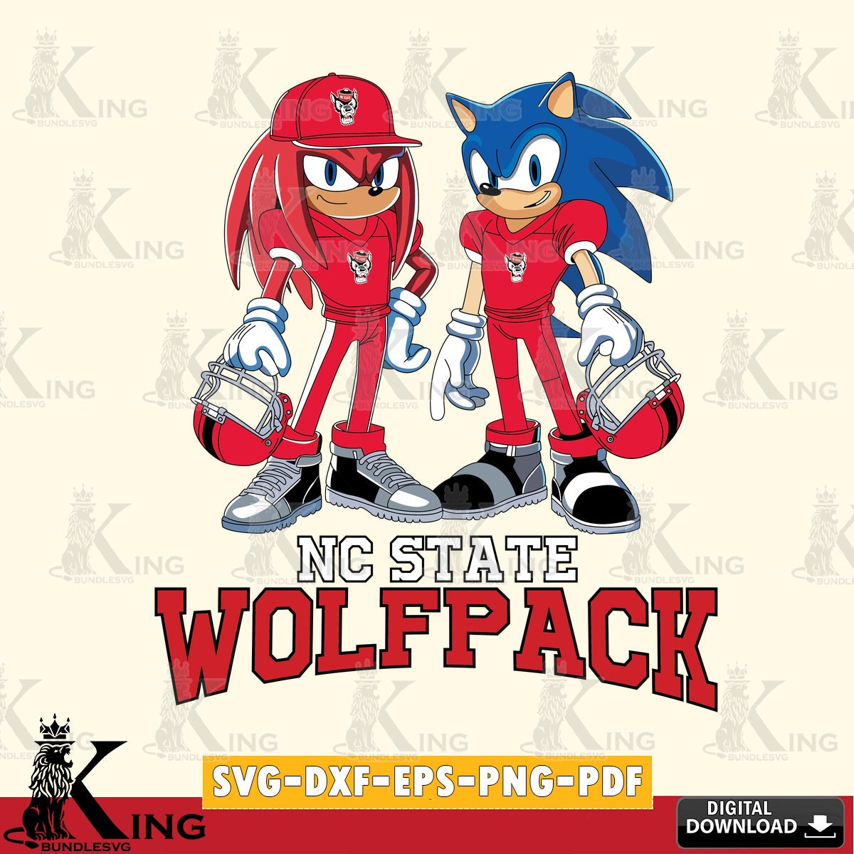 NC State Wolfpack Sonic And Knuckles Player Football SVG file, Vector , Digital Download , PDF File , Instant Download