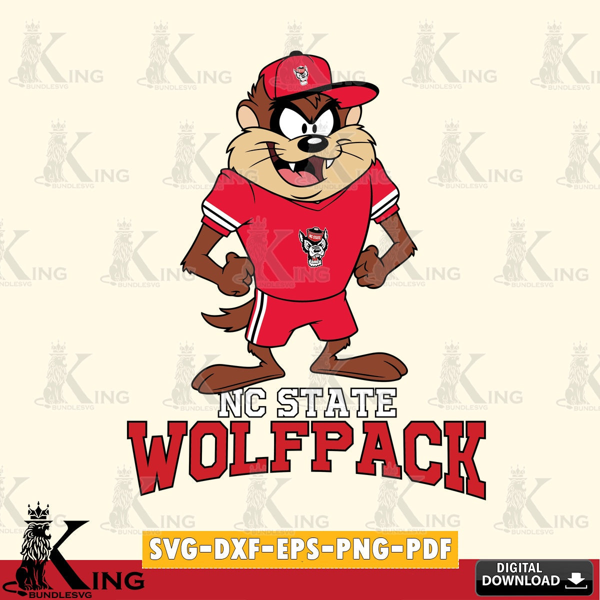 NC State Wolfpack Taz Standing Pose SVG file, Cut file , Digital Download , Instant Download, Taz svg, NCAA svg