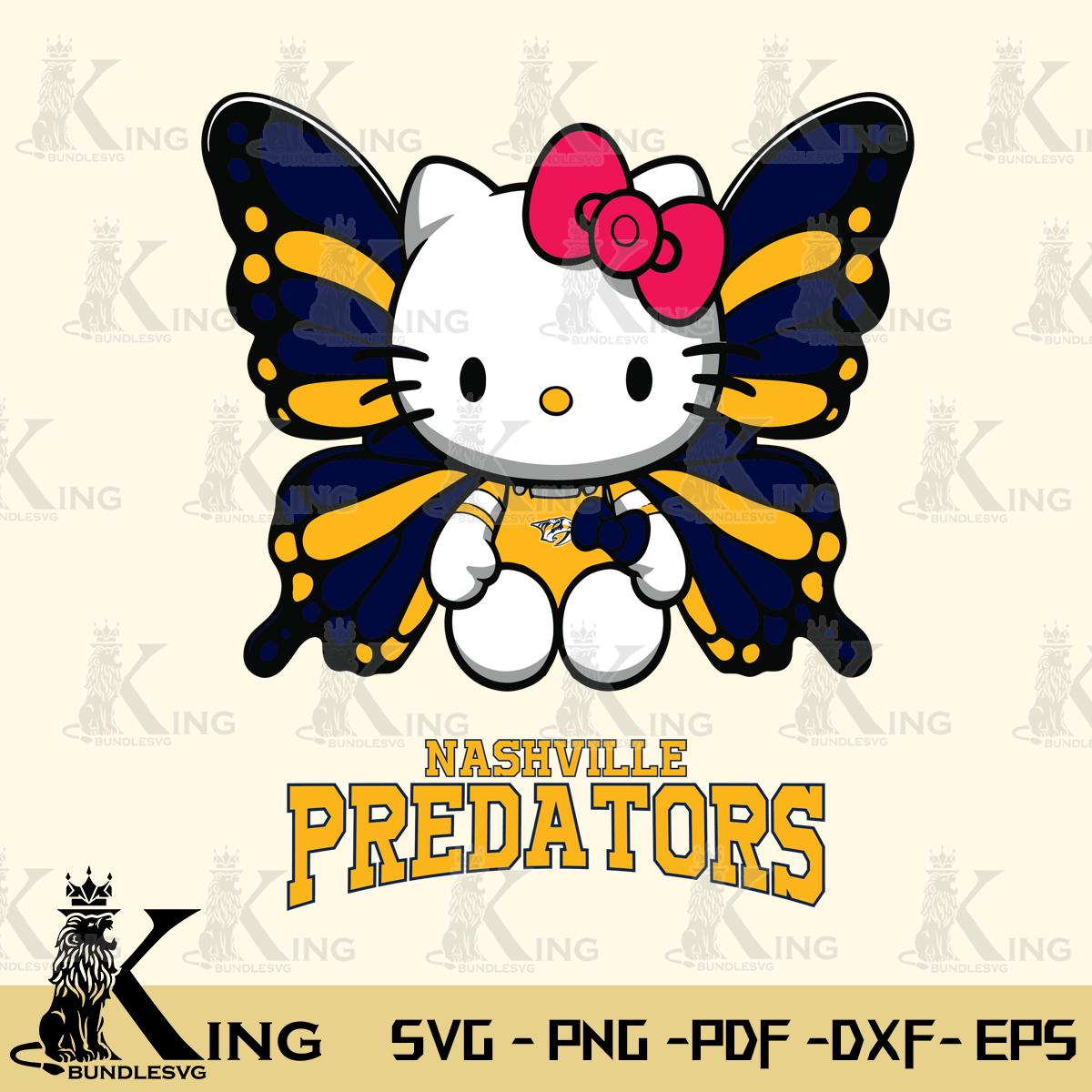 Nashville Predators Butterfly Kitty Delight Svg Eps Dxf Png File, Digital Download